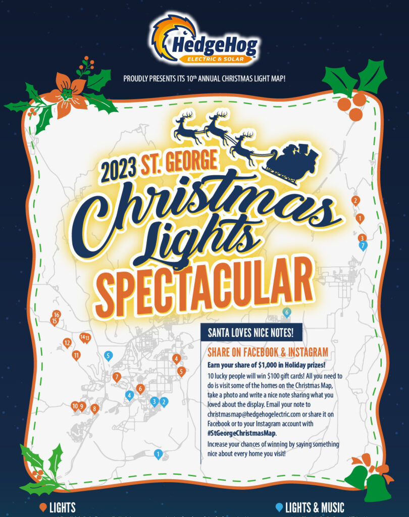 2023 St. George Christmas Light Spectacular Map